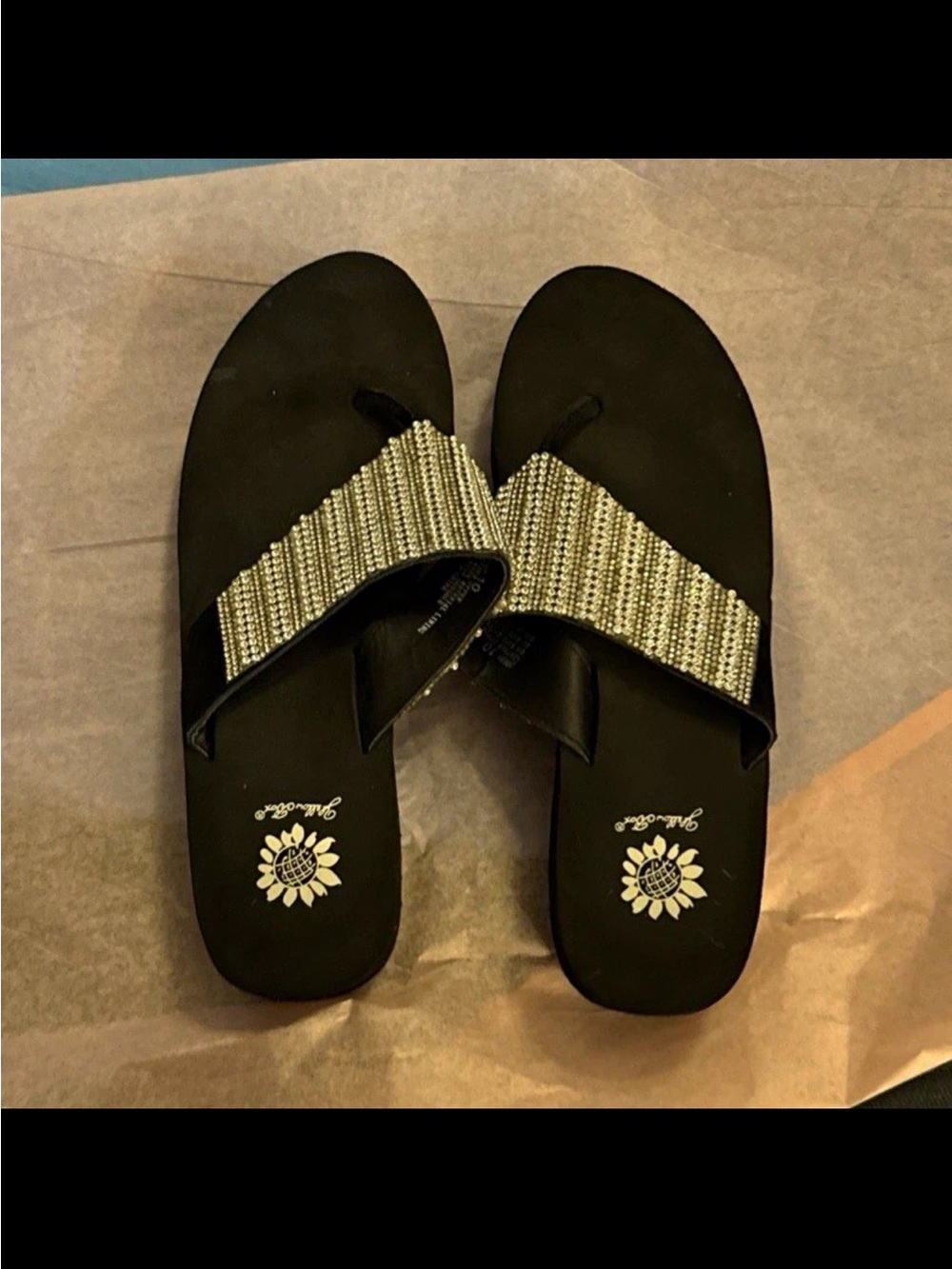 Women's Black Beaded Slide Sandals sise
